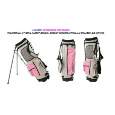 AGXGOLF LADIES  "PINK" FULL SIZE STAND BAG + RAIN HOOD: DUAL STRAP HARNESS: IN STOCK! FAST SHIPPING!
