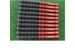 A PACK OF10 AGXGOLF MENS CORDED (MULTI-COMPOUND) GOLF GRIPS AND 13 TAPE STRIPS: BLACK/RED