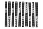 A PACK OF 10 AGXGOLF MENS MID-SIZED CORDED (MULTI-COMPOUND) GOLF GRIPS & OPTIONAL 12 TAPE STRIPS: BLACK/WHITE 