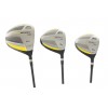 USED/DEMO SLAZENGER TOUR SELECT TS-881 TITANIUM DRIVER + 3 & 5 FAIRWAY WOODS SET w/GRAPHITE SHAFTS: CHOOSE LENGTH & FLEX; INCLUDES HEAD COVERS FOR ALL THREE WOODS: BUILT in the USA! CADET, REGULAR & TALL LENGTHS; SENIOR, REGULAR or STIFF FLEX